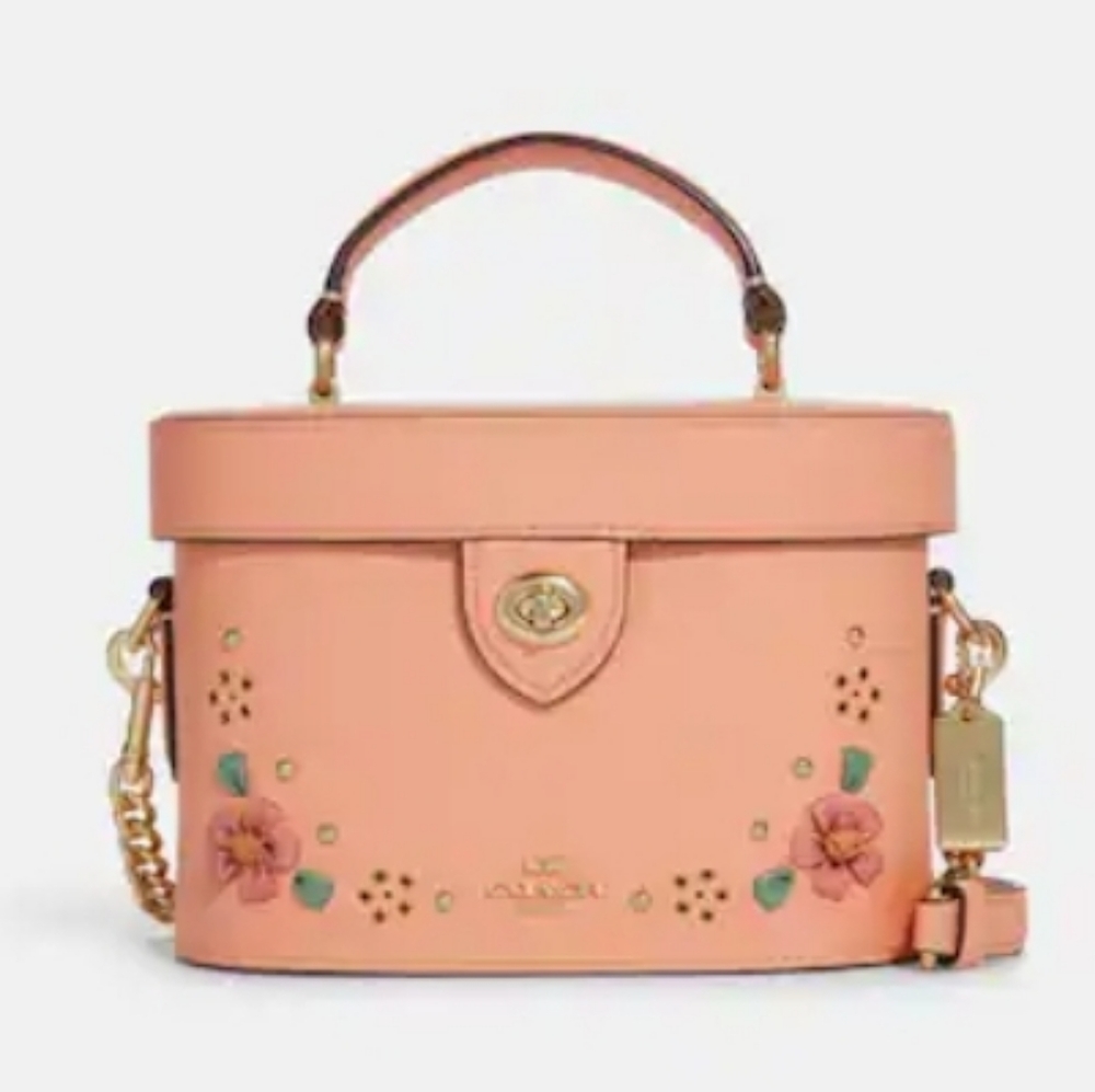 NWT🍑 SET🍑Spring Coach Tote with Floral Whipstitch and Matching Large Wallet